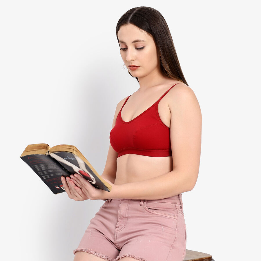 वीमेन सॉलिड ब्रा, मरून, large image number null